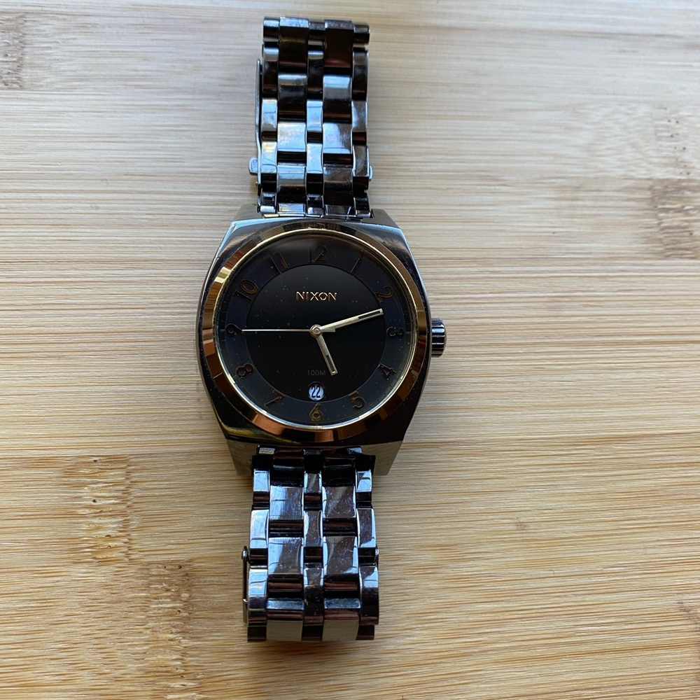 Nixon Monopoly Black Dial Ladies Gunmetal Steel Watch